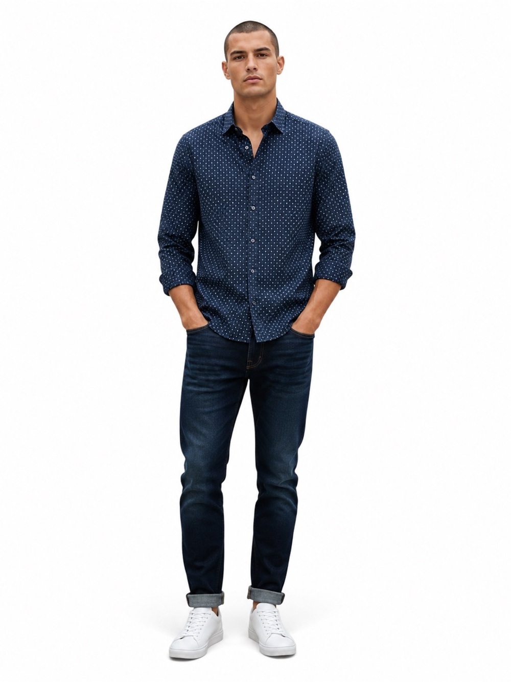 Julian & mark  Navy Blue Button Down men’s Shirt